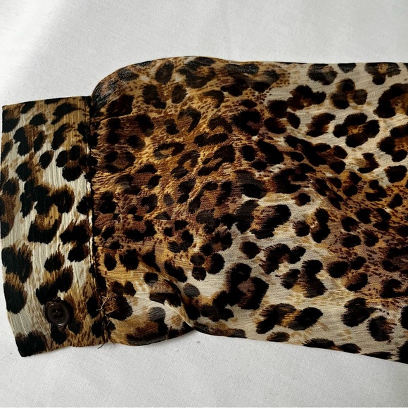 Luz Leopard Print Long Sleeve Sheer Top Size Small - Picture 3 of 4